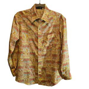 R-M SIGN SCOPE PHILLIPPINES MENS SILK BLEND LONG SLEEVE SHIRT 70s VINTAGE RETRO
